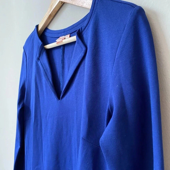 Persifor Women's XS 3/4 Sleeve Solid Tyler V-Neck Sheath Shift Knit Dress Blue - Picture 10 of 16